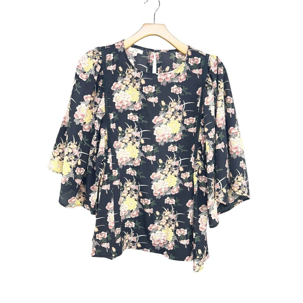 Easel Floral Boho Angel Sleeve Blouse Women’s Large